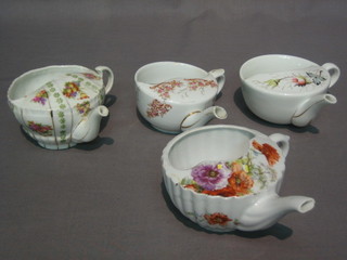 4 various floral pottery invalid feeders