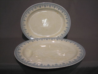 2  Cauldon  blue and white pottery meat plates 19  1/2"  and  17"
