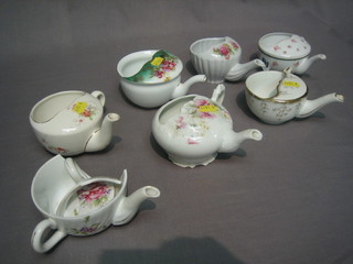 A collection of 7 19th Century pottery invalid feeding cups (1 af)