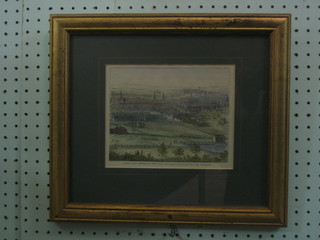 19th  Century  coloured print "London from Clarkenwell  -  West End" 6" x 7"