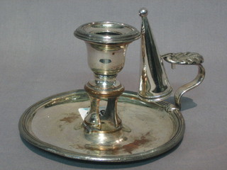 A 19th Century silver plated chamber stick with snuffer