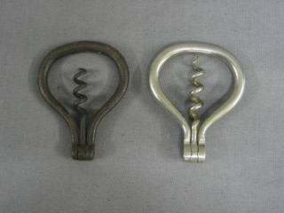 2 19th Century polished steel folding pocket corkscrews