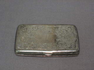 A   Victorian  engraved  silver  cigarette  case  with   hinged   lid  Birmingham  1 oz