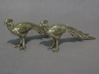 A  pair  of  small  silver plated table  ornaments  in  the  form  of pheasants 5"