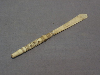 A carved ivory paper knife with Stanhope of Dieppe