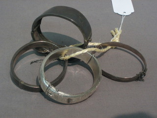 4 various silver bangles