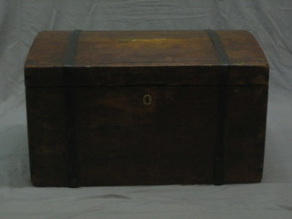 A 19th Century camphor and iron bound plate trunk with hinged lid 31"