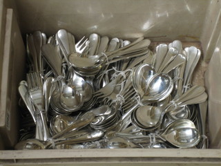 A collection of British Airways and other airline silver plated flatware