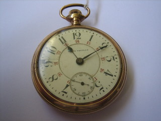 A gentleman's gold plated open faced pocket watch by Thomaston