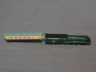 A Dinky Mamod locomotive 798 and carriage