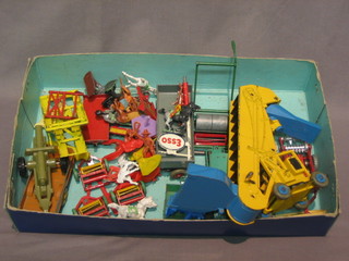 A Dinky road roller, a Dinky Land Rover, a Dinky Marshall Harris farm vehicle and other items etc