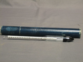 A glass hydrometer, cased
