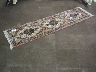 A contemporary Persian style Belgian cotton runner 110" x 29"