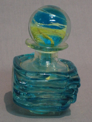 A square Murano glass jar with stopper 4"