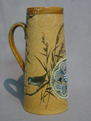A Doulton Lambeth stoneware jug by Florri Barlow 1891, the base impressed with monogramme and 3350 9"