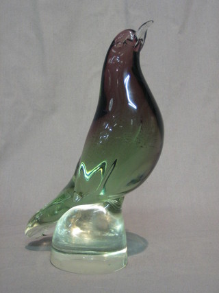 A 1960's glass sculpture in the form of a bird 10"