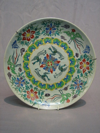 An Oriental famille vert? porcelain plate 11"