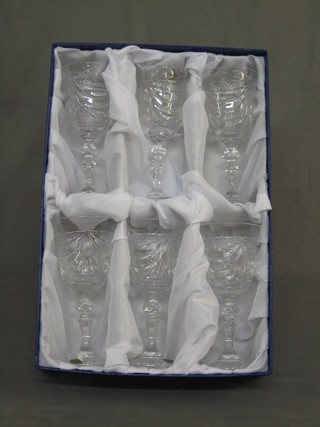 A set of 6 wine glasses, boxed