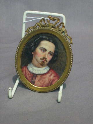 A portrait miniature on ivory "Classical Gentleman" 3" contained in a gilt frame