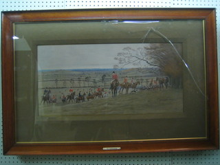 Cecil Aldin, a coloured hunting print "The Warwickshire" 12" x 26" signed in the margin