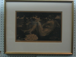 Charles Maurin, a limited edition signed etching "Climbing Naked Lady" 9" x 13"