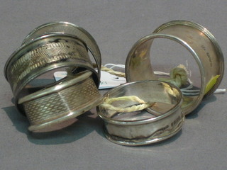 5 various silver napkin rings, 2 ozs