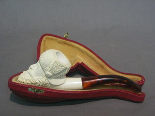 A 20th Century Meerschaum pipe in the form of a Turks head