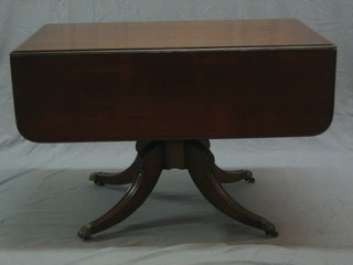 A 19th Century mahogany pedestal Pembroke table fitted 2 drawers 42"