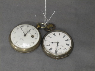 A Georgian open faced pocket watch by A Lyon contained in a silver case and 1 other open faced pocket watch (2)