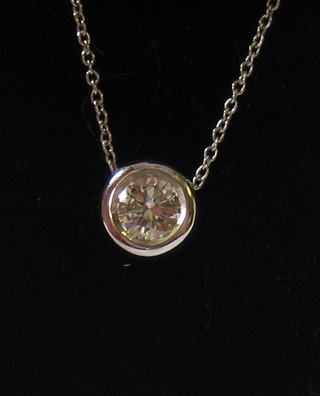 A diamond solitaire pendant hung on a fine white gold chain (approx 0.50ct)