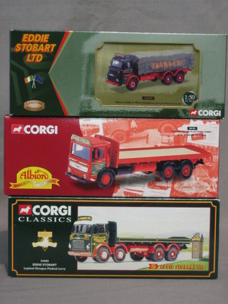 A Corgi Classic model of a 24402 Eddie Stobart Leyland Octopus lorry, a 26101 Albion Reiver Platform lorry and a 23602 Eddie Stobart lorry