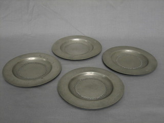 4, 18th/19th Century pewter plates all with touch marks 9"