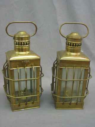 A pair of reproduction Victorian square copper lanterns