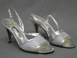 A pair of lady's Italian silver evening shoes by Lorbac Studios Italy, size 38
