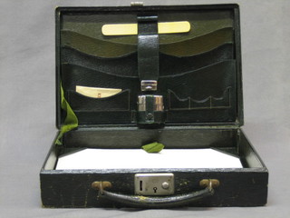 A leather stationery box with hinged lid 12"