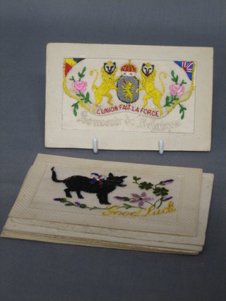 8 WWI embroidered postcards