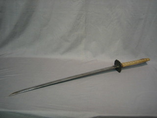A WWII Japanese Katana with 23" blade and shagreen grip (no scabbard)
