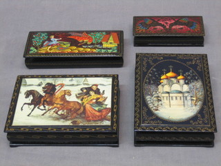 12 various modern Russian lacquered boxes