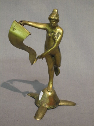 A gilt metal figure of a standing lady with scroll 6"