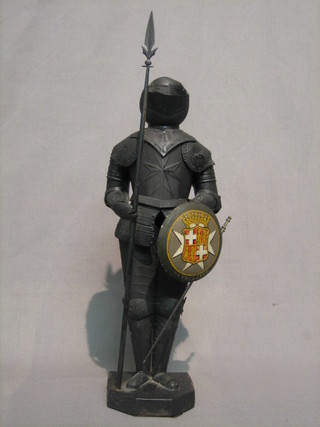A 20th Century figure of a standing Maltese Knight in full armour 16"