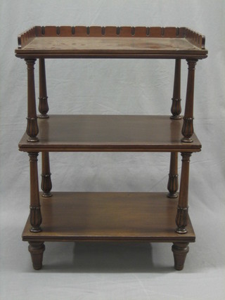 A William IV mahogany 3 tier what-not with three-quarter gallery 24"