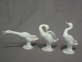 3 various Lladro figures of Geese 4"
