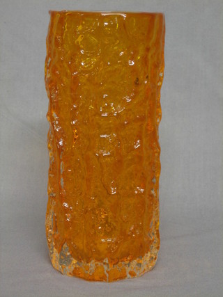 An orange Whitefriars glass vase 7" (chip to rim)