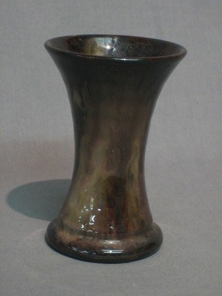 A Welsh  waisted pottery brown glazed vase 4"