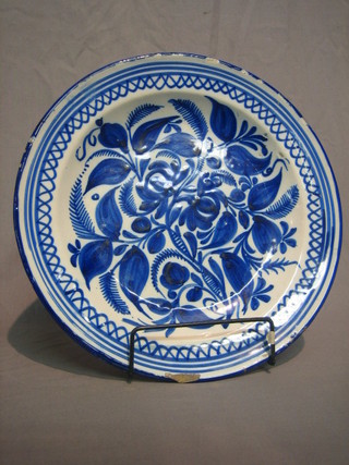 An 18th/19th Century blue and white Delft bowl 13 1/2" (some chips to rim)