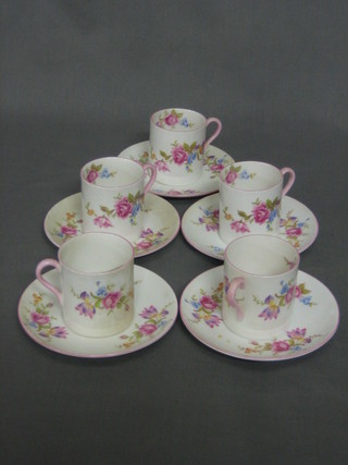 A 5 piece Shelley coffee service with floral decoration, the base marked Shelley 233B