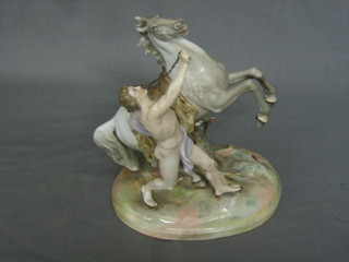 A 19th Century Continental figure group of a Marley horse 11" 