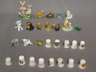 A collection of various thimbles, Wade Whimsies etc
