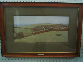 Cecil Aldin, a coloured hunting print "The Belvoir" 12" x 26" signed in the margin   