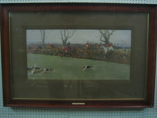 Cecil Aldin, a coloured hunting print "The Blackmore Vale" signed in the margin  12" x 26"